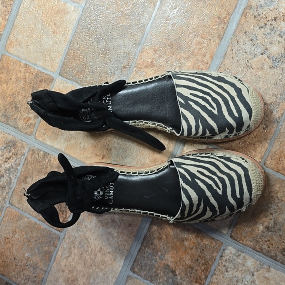 Vince‎ Camuto| Binadee Zebra Animal Print Suede Espadrille Sandals 6.5​